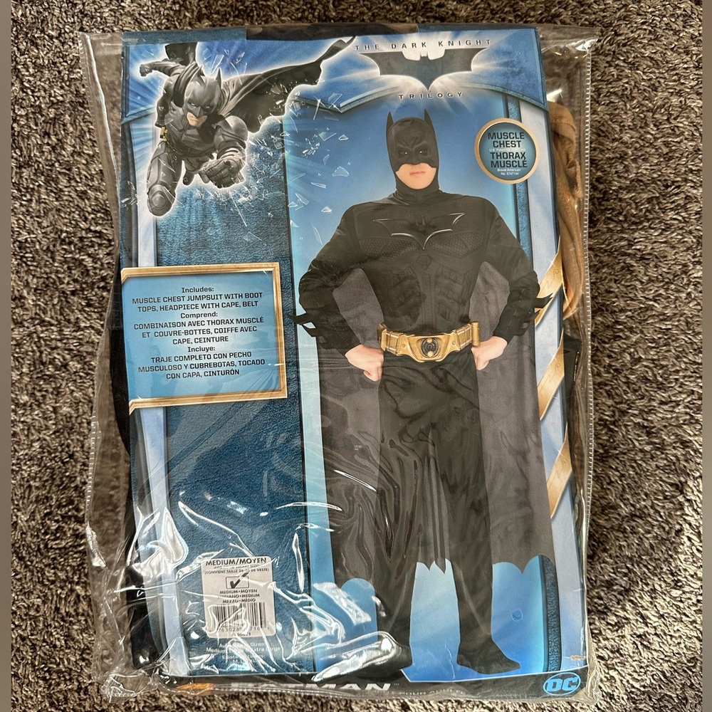DC Batman Costume with Black Suit and Gold Accents